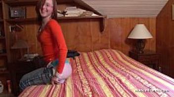 A hot young redhead with a little titted amateur who was caught out in the street having an anal experience