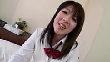 Petite Asian girl with big pussy lips performing a defloration sex with cum within, viewed from an uncensored point of view