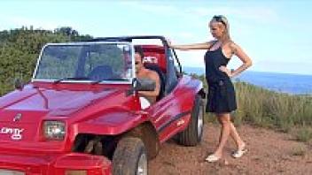 At the beach, the Brazilian blonde was seen bugging.