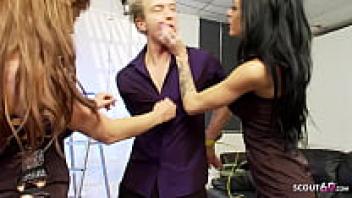 Women's Feminist Dominance FFM There is a love triangle between two Bombshell MILFs for Stranger.