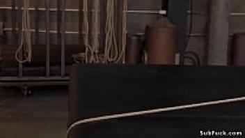 Bondage with a back arch and a whip for the slave