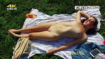 Girl from the Czech Republic masturbating outside