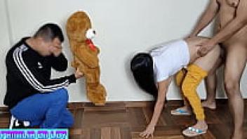 His best buddy NTR JAV is seen riding Chubby, her silly boyfriend, in front of him. Full Netorare Girlfriend is also seen riding Chubby.