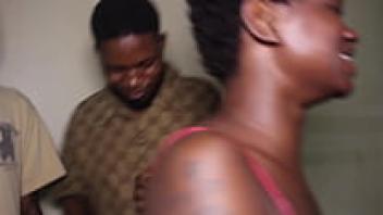 Naija infatuated with two large dickheads outside the house