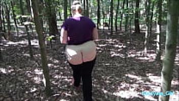 This young chubby has a big ass suck and is in love in the forest!