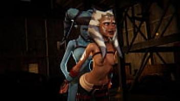 In this Star Wars-inspired 3D pornographic video, Ahsoka Tano is given a creampie by Futa Aayla Secura.