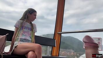 A stranger girl helps me cum in her mouth while public Dick flashes on the Ferris wheel.