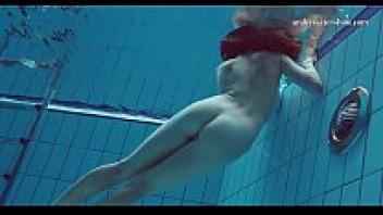 Underwater swims and stripping with a hot teen