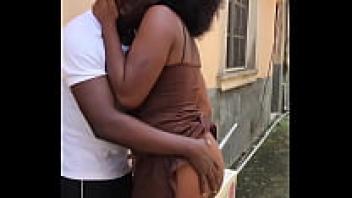 This is a real sex film of a man having a passionate affair with his neighbor's wife in the backyard before bringing her inside (see the entire video on RED).