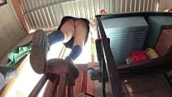 A big-ass student is videotaped beneath a skirt, but I can't reach it because I'm wearing one.