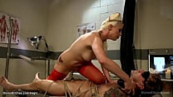 Patient being pegged by a naturally curvy nurse