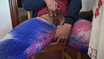 When her parents are not home, a virgin Muslim girl touches her hairy pussy.