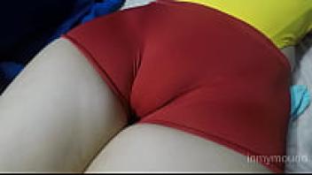 My cameltoe is soft and my pussy is tight in my swimmers and workout shorts.