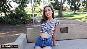 Foxx, a horny karter, gets her teenage pussy stretched.