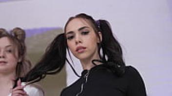 PISS First Triple Fisting: two attractive young ladies in a seductive group